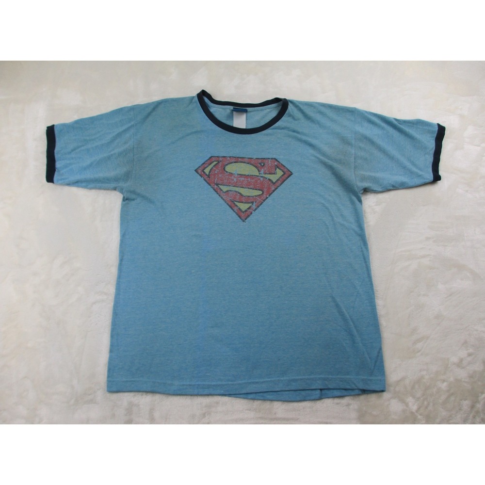 VINTAGE‎ Superman Shirt Mens Extra Large Blue Logo DC Comics *